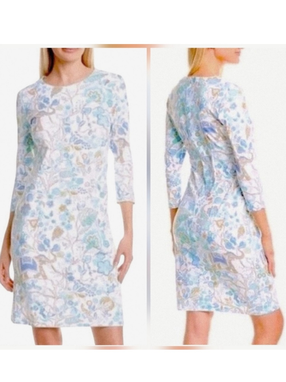 J. McLaughlin Sophia Blue Floral Elephant Print Dress S